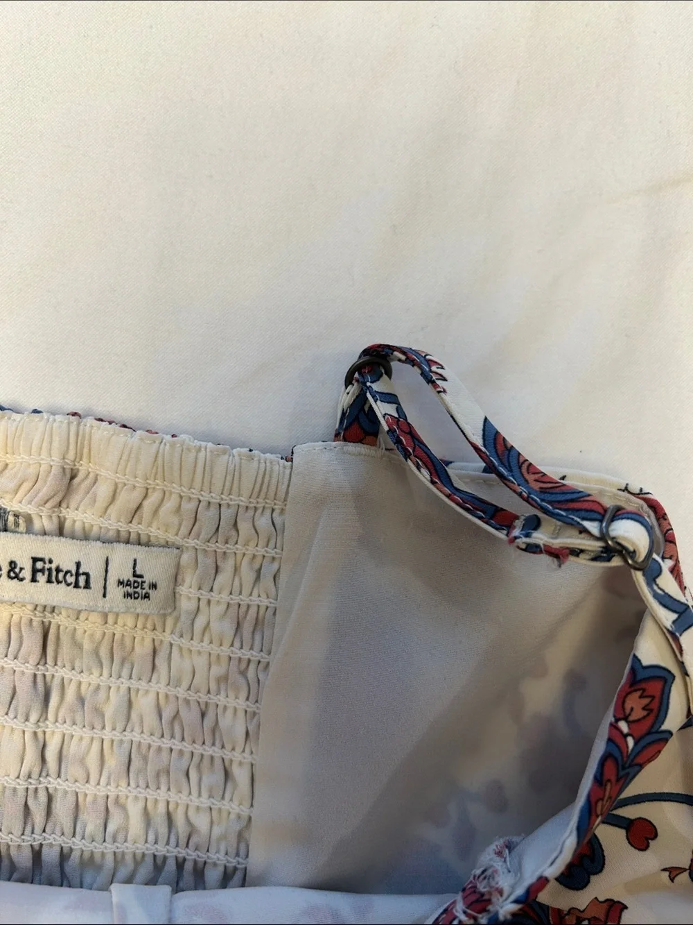 Abercrombie & Fitch Cream Floral Maxi Dress Red Navy Print Size L